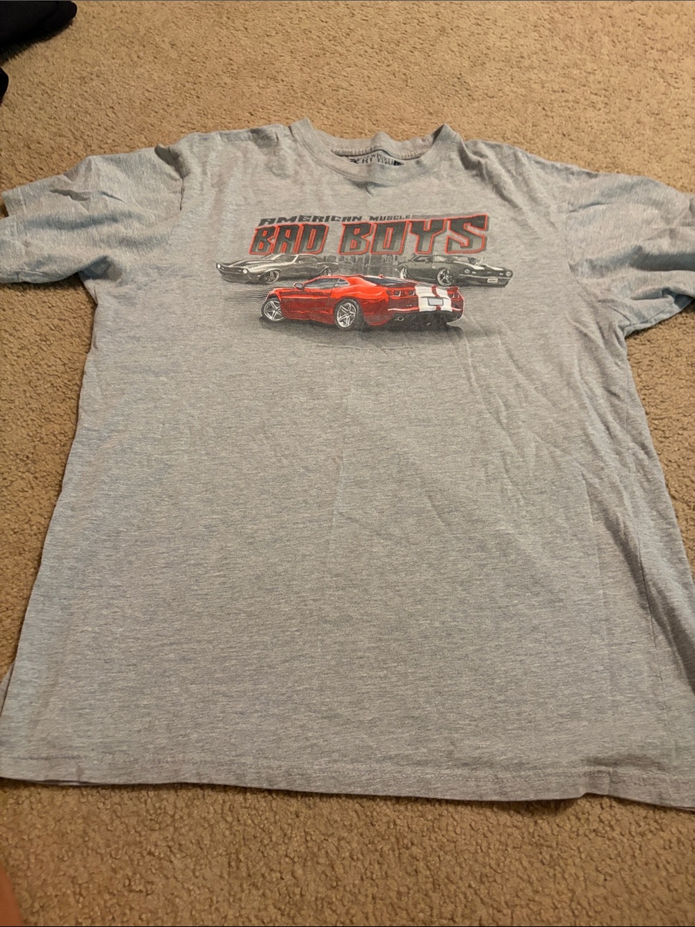 Bad Boys Graphic Tee - Gray with Red Car Print
